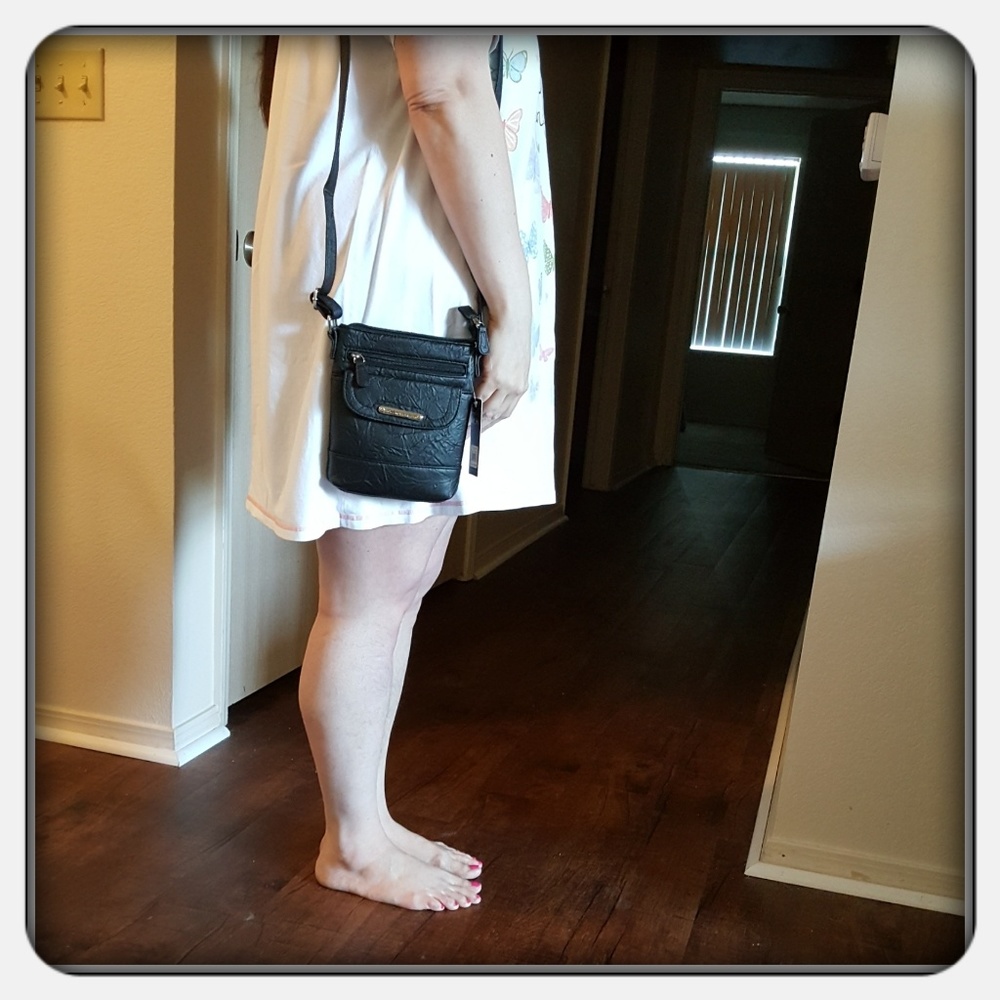 NWT Genuine Black Leather Mini Crossbody Bag - Picture 6 of 7